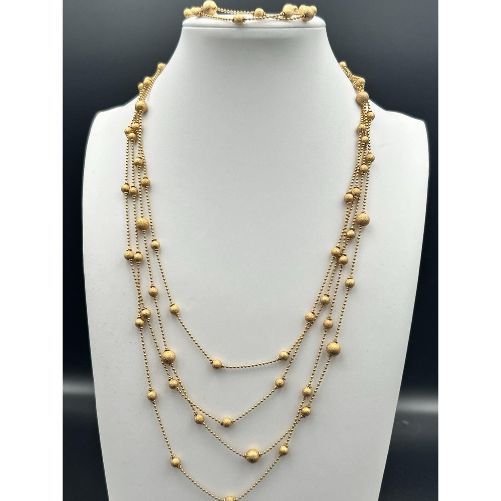 Premiere Designs Gold Tone Multi Strand Textured Bead Necklace Bracelet Set
